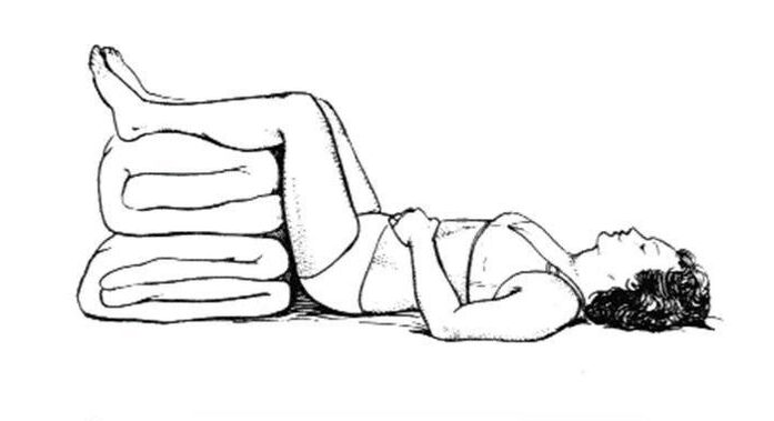 Recommended posture for shooting lumbar pain in the leg and buttock